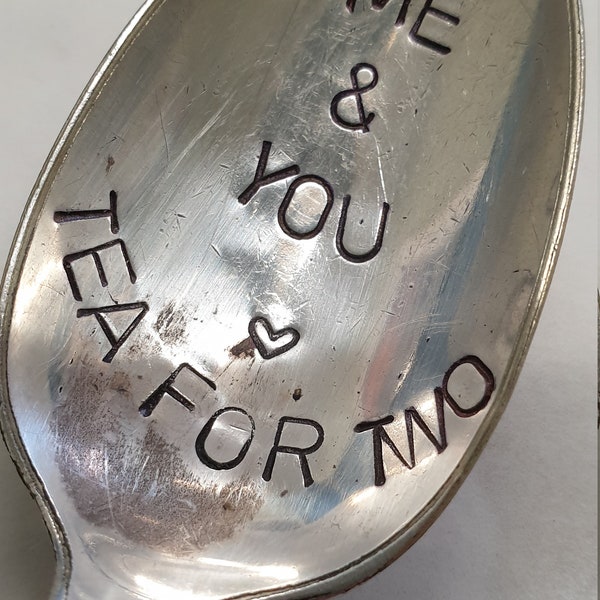 hand  stamped valentines spoon me and you tea for two
