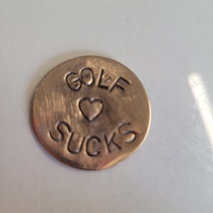 hand stamped coin golf ball marker