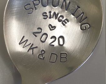 hand stamped spoon personalised spooning since valentines anniversary