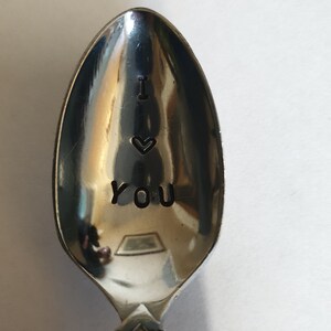 hand stamped tea spoon i love you