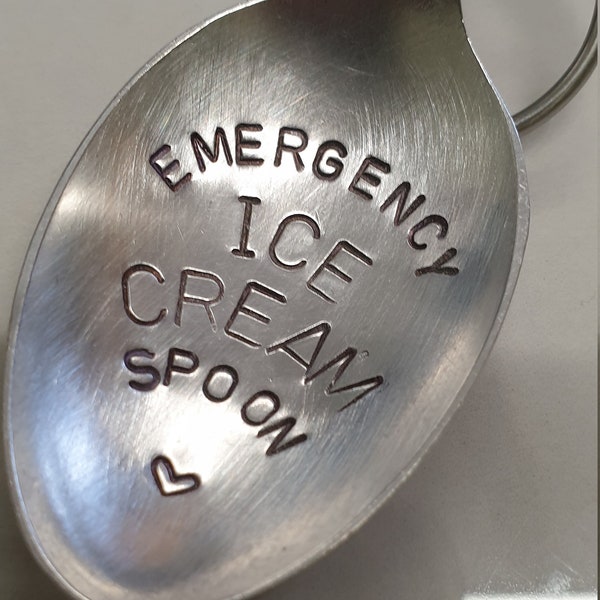 hand stamped cutlery key ring emergency ice cream spoon