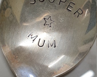 hand stamped mothers day spoon souper star mum