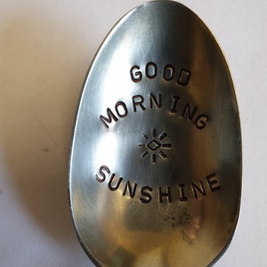 hand stamped tea spoon good moring sunshine