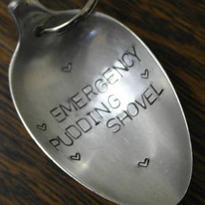 hand stamped cutlery large keyring emergancy pudding shovel