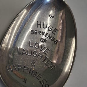 hand stamped large silver plate serving spoon