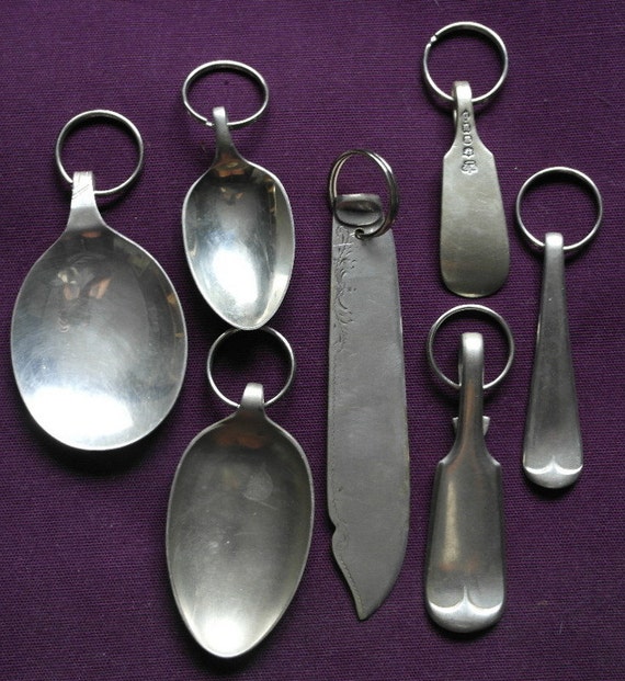 Personalised Hand Stamped Cutlery Key Rings Etsy UK