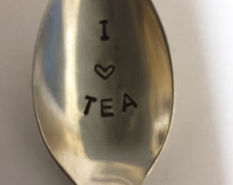 hand stamped spoon l love tea