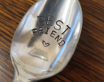 hand stamped spoon best friend