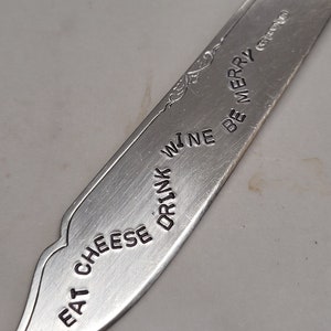hand stamped cutlery cheese board cheese lover