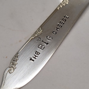 hand stamped cutlery cheese board cheese lover