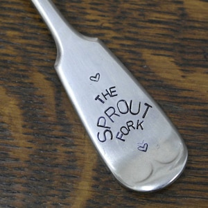 hand stamped cutlery fork the sprout fork Christmas gift