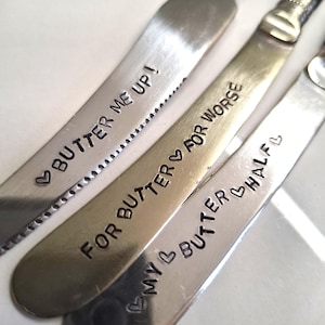 hand stamped butter lover tea knifes wedding loved one gift