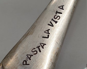 hand stamped past fork pasta la vista