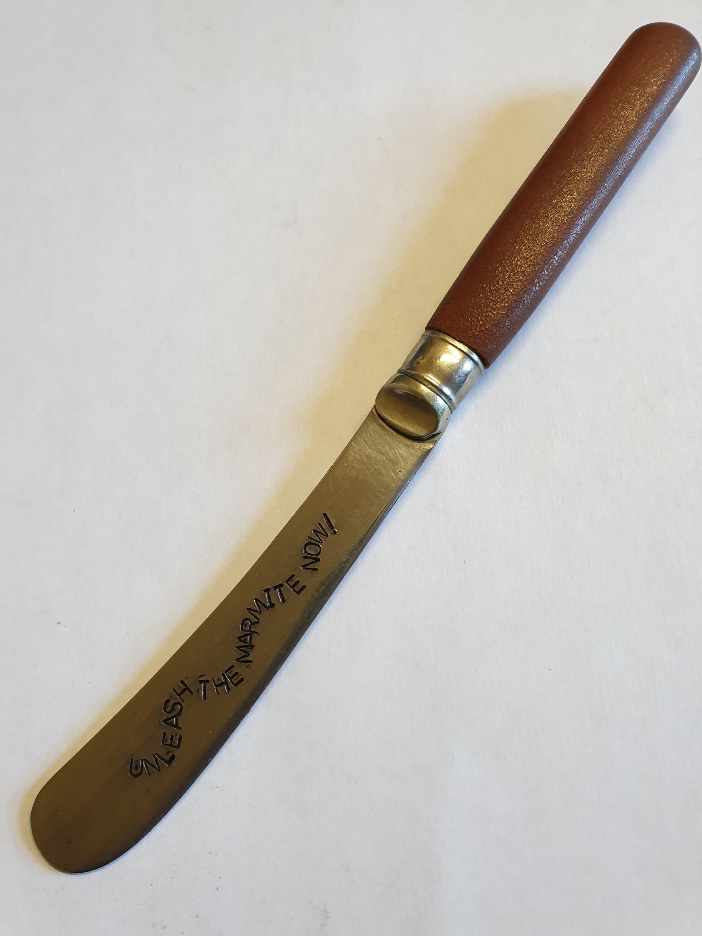 Hand stamped cutlery knife unleash the marmite now Etsy
