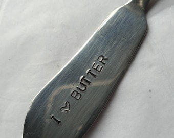 hand stamped cutlery knife l heart butter