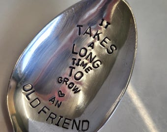 hand stamped friends gift spoon