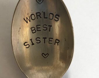 hand stamped tea spoon worlds best sister