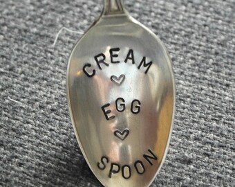 hand stamped cutlery easter cream egg spoon