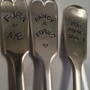 hand stamped lovers rude fun  forks