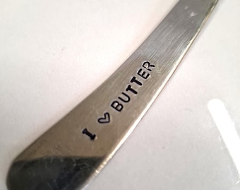hand stamped tea knife i lover butter gift