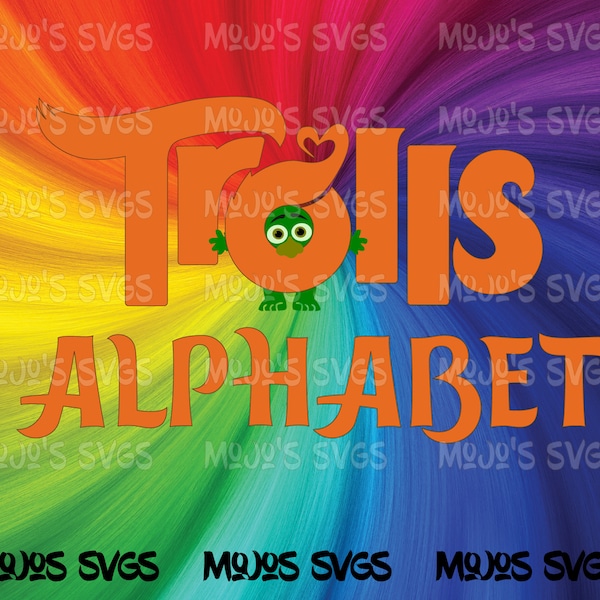 Trol del alfabeto SVG, Trolls fuente svg, Letras de Trolls, Trolls película Letras fuente Trolls, alfabeto Svg, fuente de película, Svg Trolls, Troll pelo, Cricut SVG