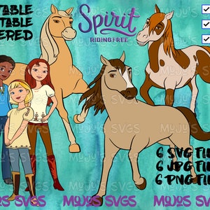 Spirit Riding Gratis Verjaardag SVG Bundel Spirit, Boomerang, Chica Linda, Lucky, Pru, Abigail, PNG JPG alle karakters 18 bestanden