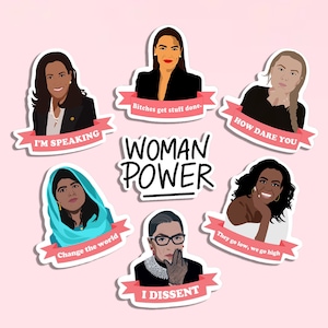Political Stickers, Influential Women Sticker Pack, Ruth Bader Ginsburg, Feminist Sticker Pack, Stickers for Hydroflask, Stickers Laptop