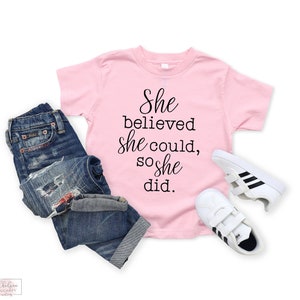 Toddler Girl Clothes, She Believed She Could So She Did, Feminist Shirt Kids, Feminist Shirt, Feminist Shirt Toddler, Toddler Girl Shirts