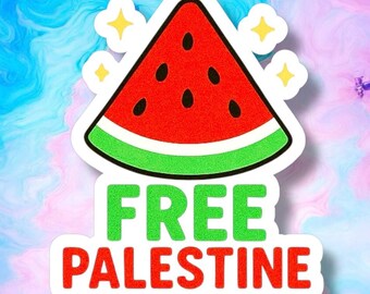 Free Palestine Sticker, Cute Political Sticker, Human Rights Vinyl Decal, Political Sticker, Durable Weatherproof Solidarity Art