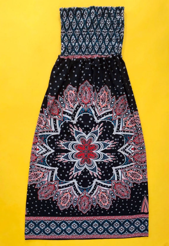 Y2K Smocked Floral Dress Skirt Knee Length 2000s … - image 2