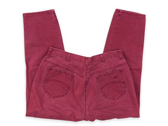 VTG 90s Chic Faded Red Denim High Waisted Tapered… - image 1