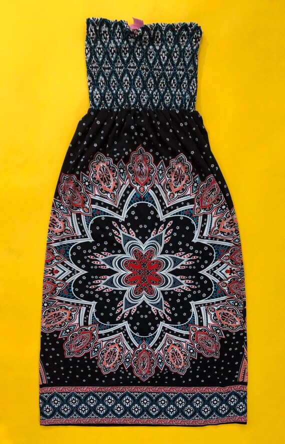 Y2K Smocked Floral Dress Skirt Knee Length 2000s … - image 5