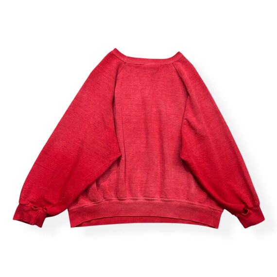 VTG 80s Thrashed Heart Patchwork Red Raglan Sleev… - image 3