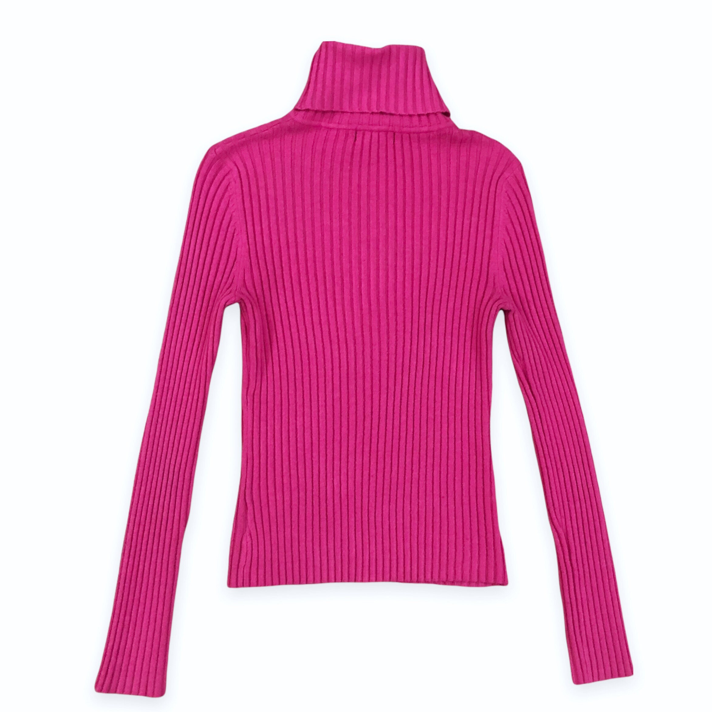 VTG 90s Hot Pink Ribbed Knit Turtleneck 