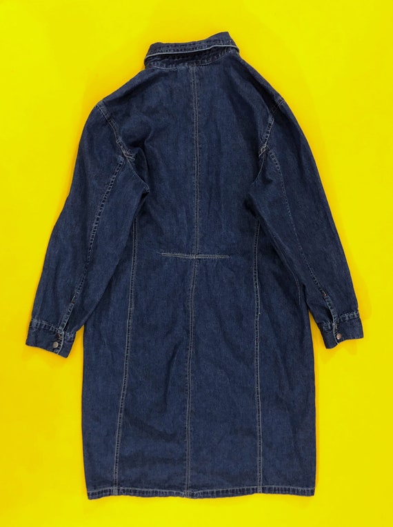 VTG 90s Denim Shirt Dress Dark Wash Denim Faded J… - image 4