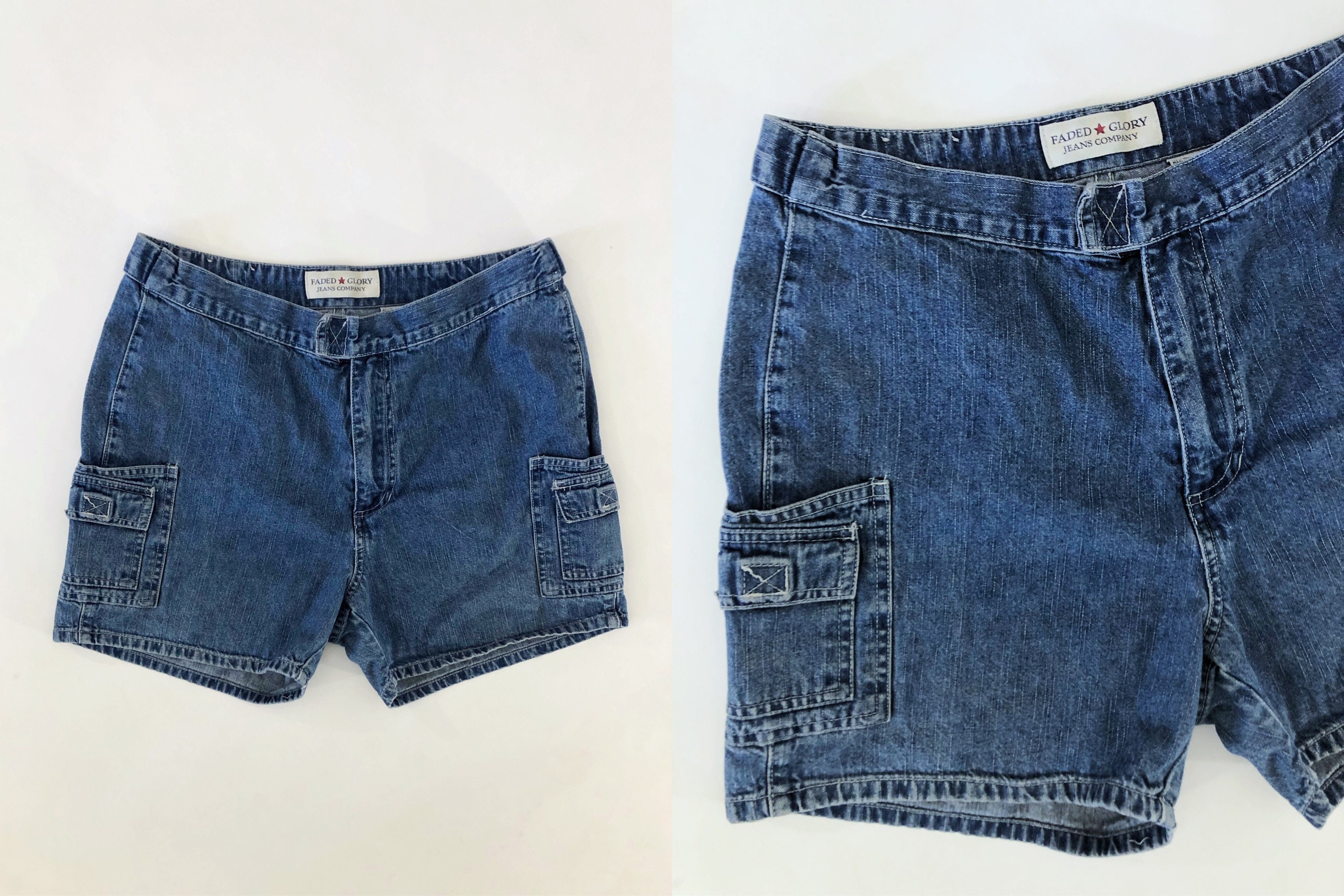 Faded Blue Monogram Patch Shorts - Ready to Wear