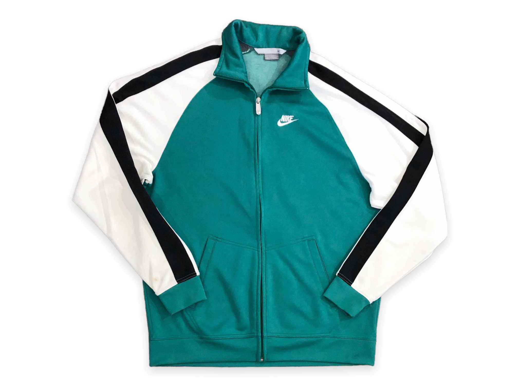 Y2K Nike Teal Striped Color Block Zip up Track Jacket Vintage - Etsy
