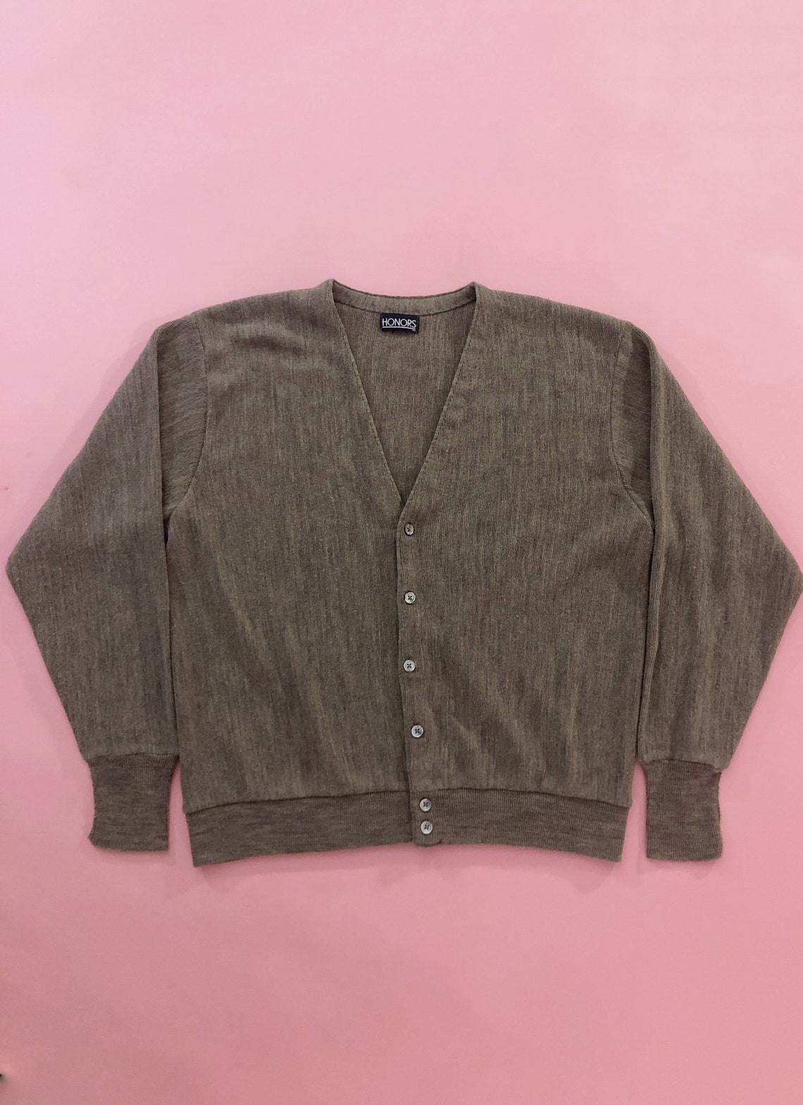 Vintage 1980s Classic Grandpa Cardigan Sweater Honors Gray