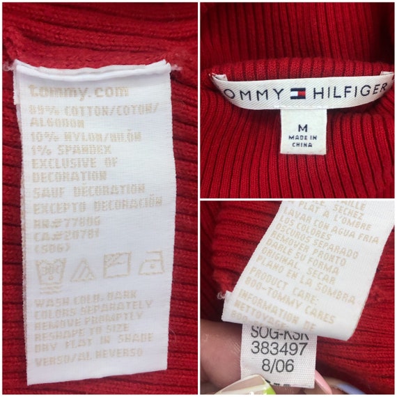 Y2K Vintage Red Tommy Hilfiger Ribbed Knit Turtle… - image 4