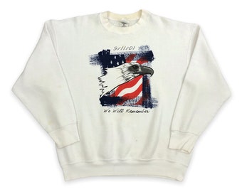 Y2K 9/11 “We Will Remember” Graphic Sweatshirt White Pullover Crew Neck Vintage 2000s 00s Extra Large XL