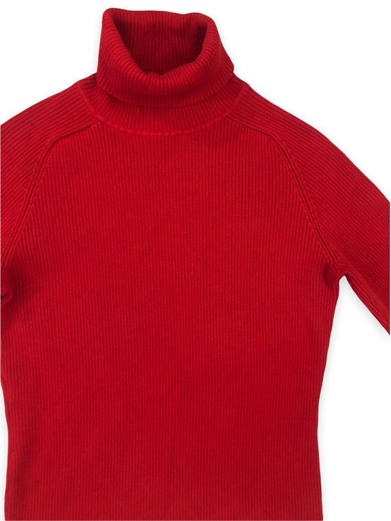 Y2K Vintage Red Tommy Hilfiger Ribbed Knit Turtle… - image 2
