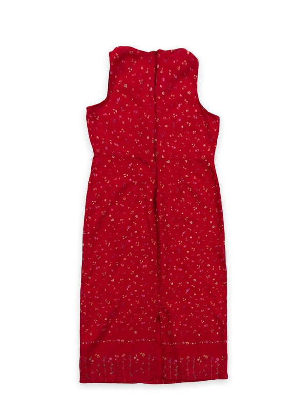 VTG 1980s Red Calico Floral Sleeveless Maxi Dress… - image 4