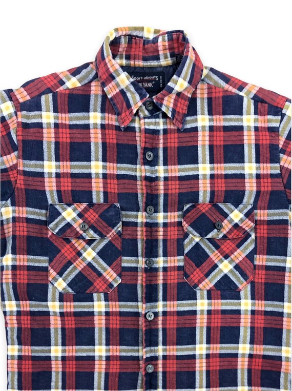 VTG 80s Plaid Flannel Shirt Jacket Quilted Lining But… Gem