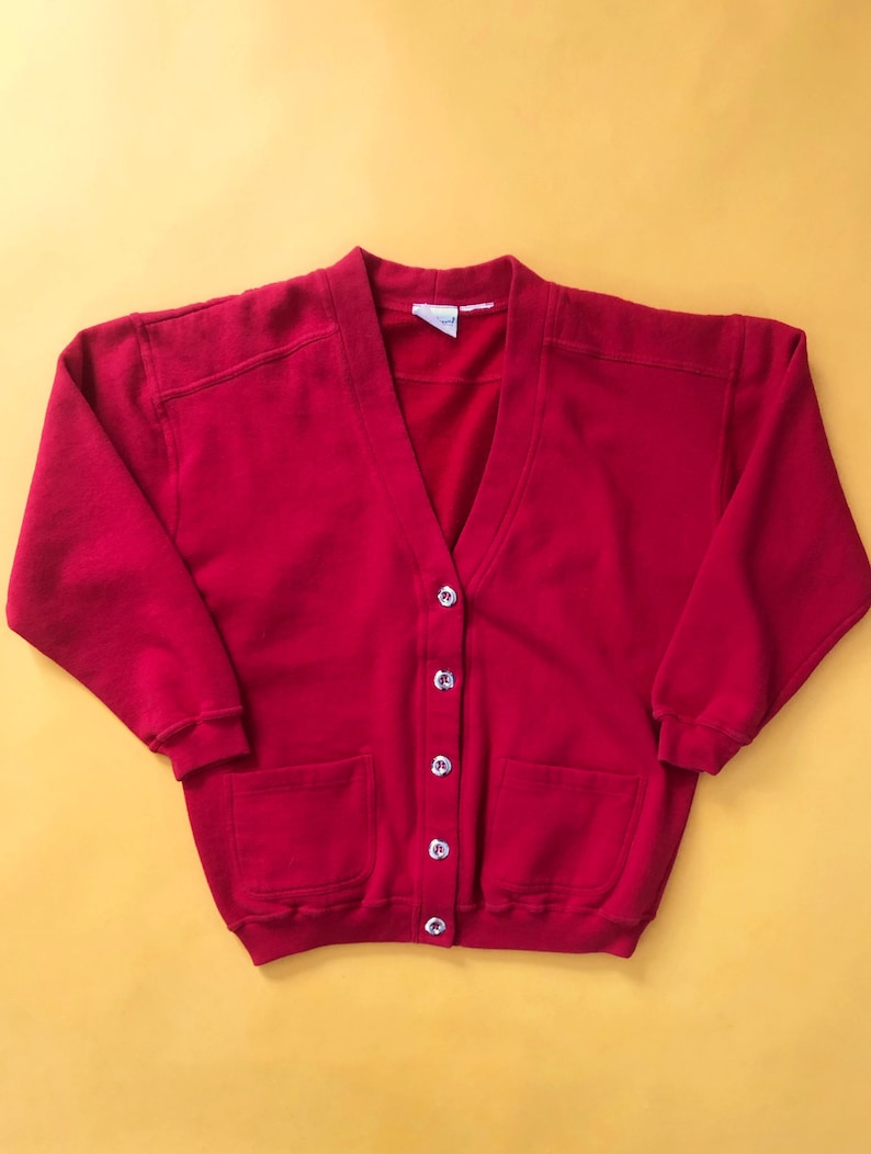 VTG 90s Red Cardigan Sweater Sweatshirt Bobbie Brooks 1990s Vintage Large L