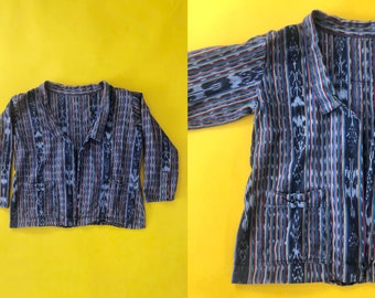 VTG 80s Bright Aztec Southwestern Light Weight Blazer Jacket Open Front 1980s Vintage Extra Large XL