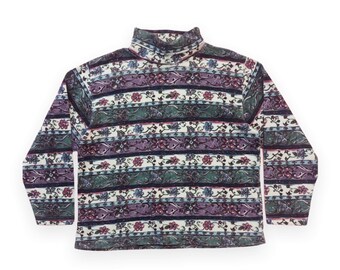 VTG 90s Striped Boho Floral Long Sleeve 