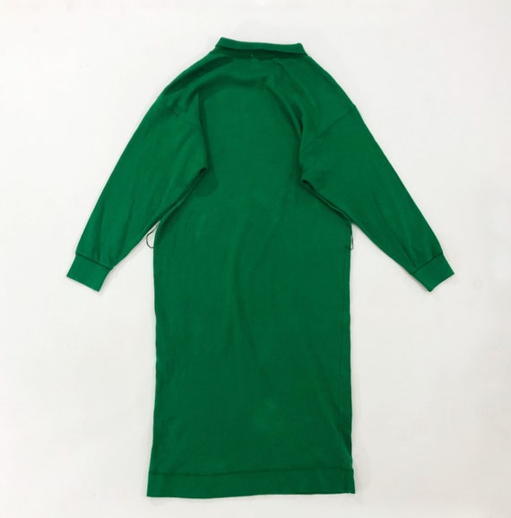 VTG 80s Green Collared Sweatshirt Midi Dress Long… - image 4