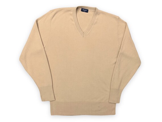 VTG 80s Men’s Arrow Tan Camel V Neck Knit Sweater… - image 1
