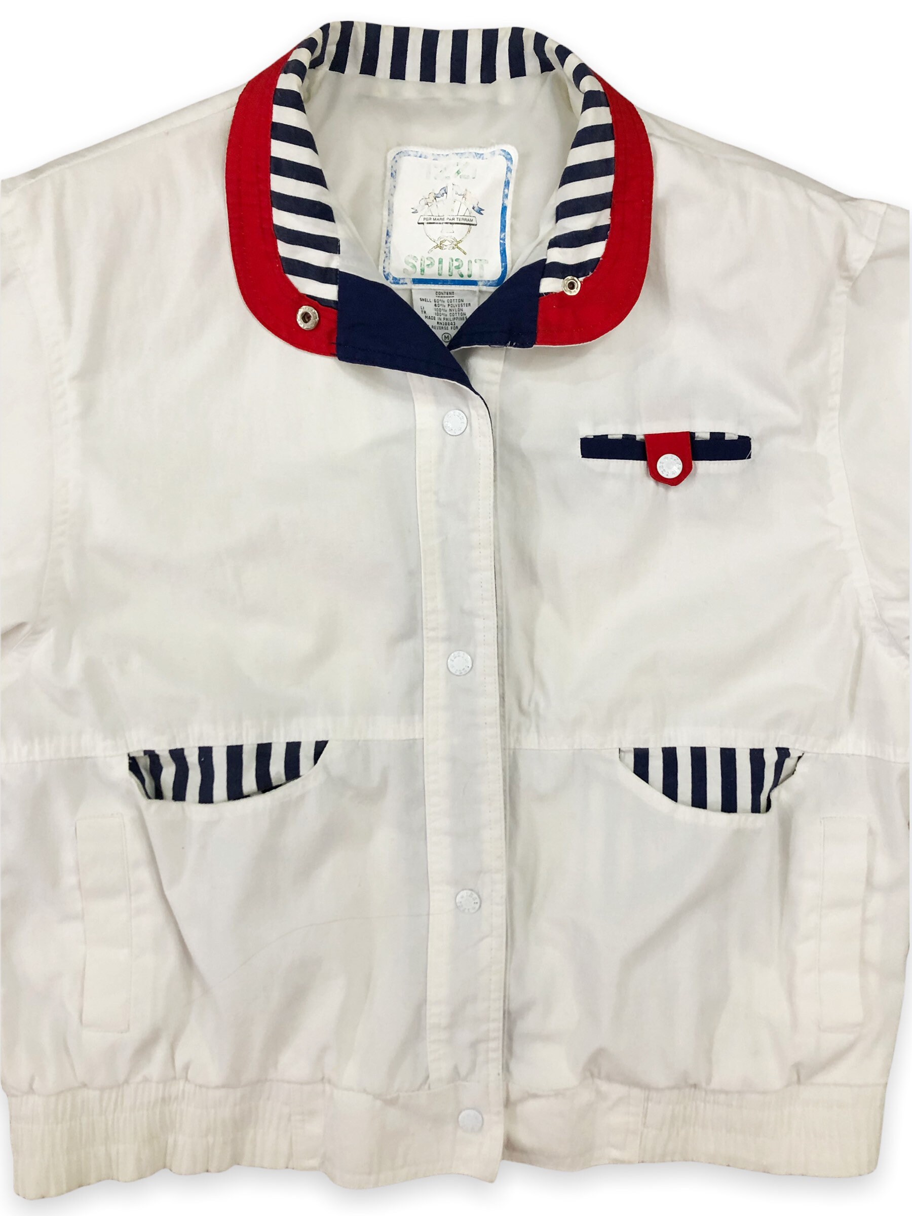 VTG 80s Nautical Striped Snap up 
