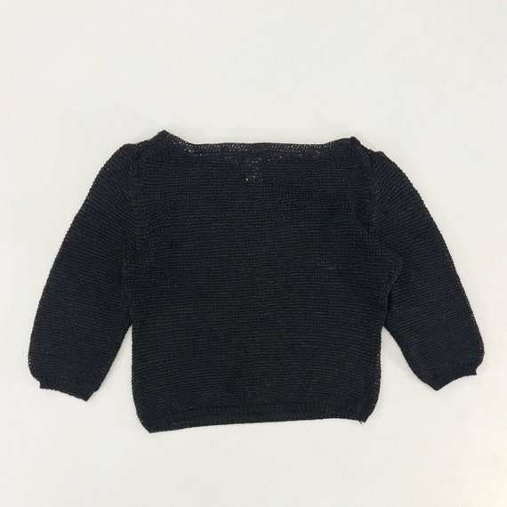 VTG 90s Distressed Black Fishnet Sweater Cropped … - image 4